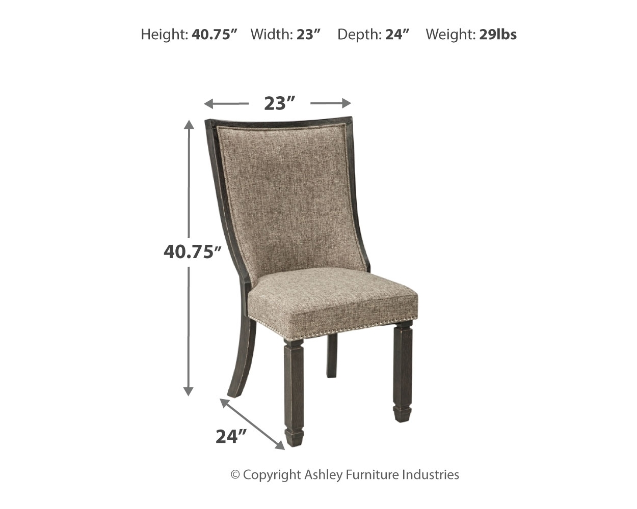 Tyler Creek - Dining UPH Side Chair (Set of 2) - Framed Back - Black / Grayish Brown - Image 5