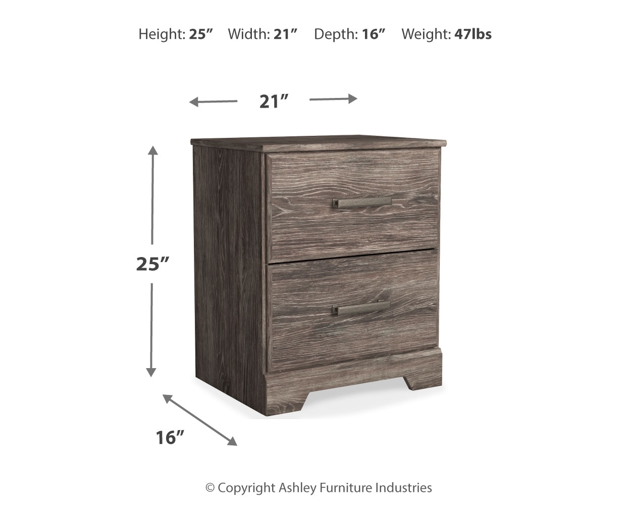 Ralinksi - Two Drawer Night Stand - Gray - Image 7