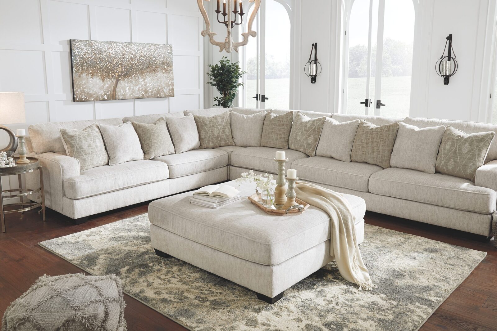Rawcliffe - Oversized Accent Ottoman - Parchment - Image 3