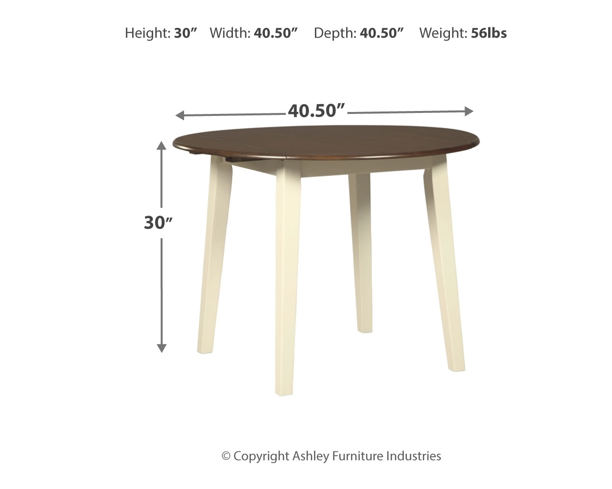 Woodanville - Round DRM Drop Leaf Table - Cream / Brown - Image 3