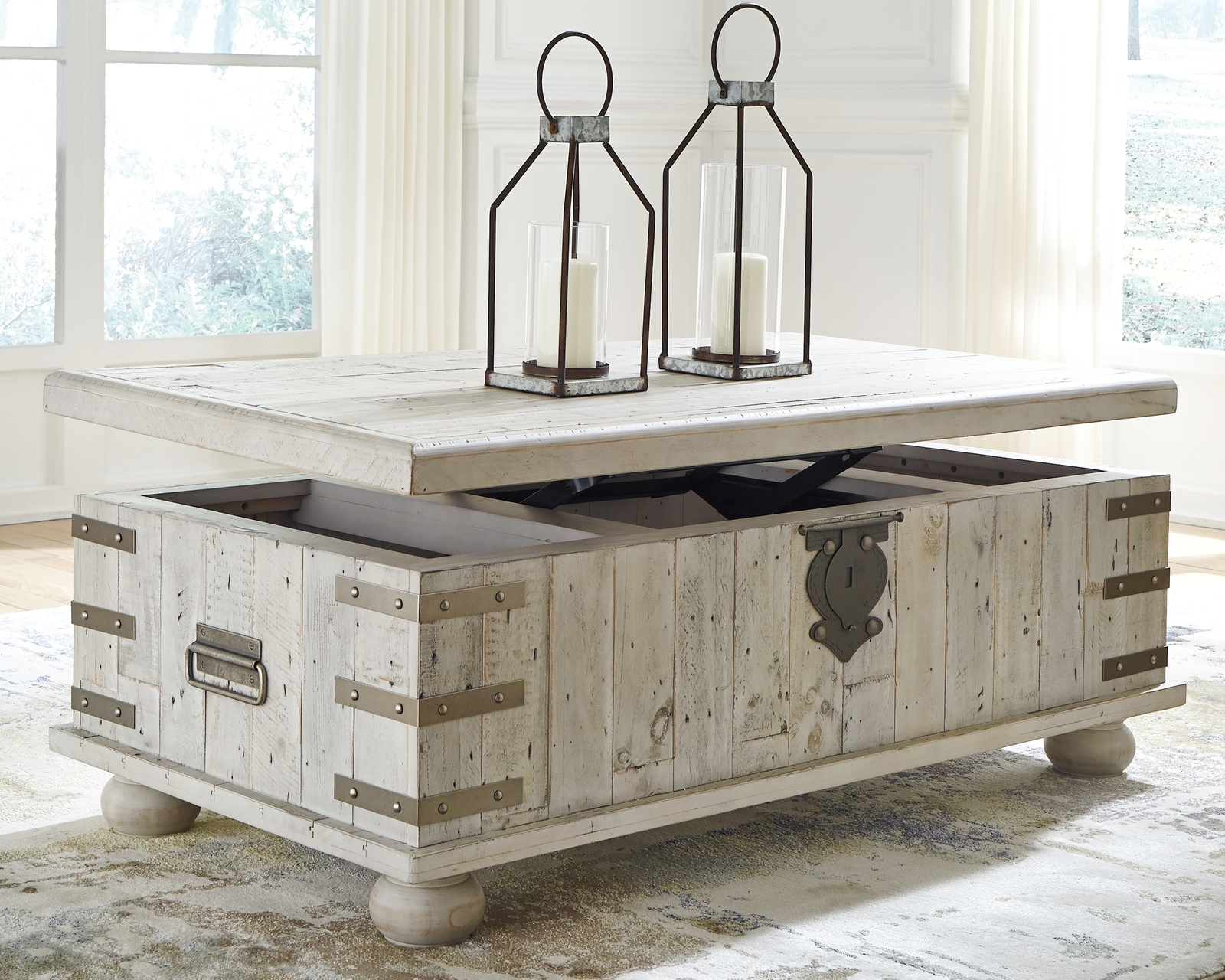 Carynhurst - Lift Top Cocktail Table - White Wash Gray - Image 5