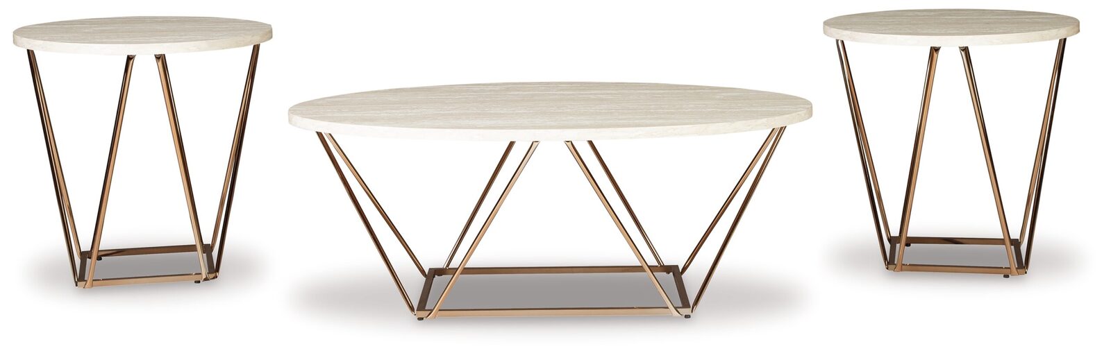 Tarica - Occasional Table Set (Set of 3) - White / Metallic - Image 3