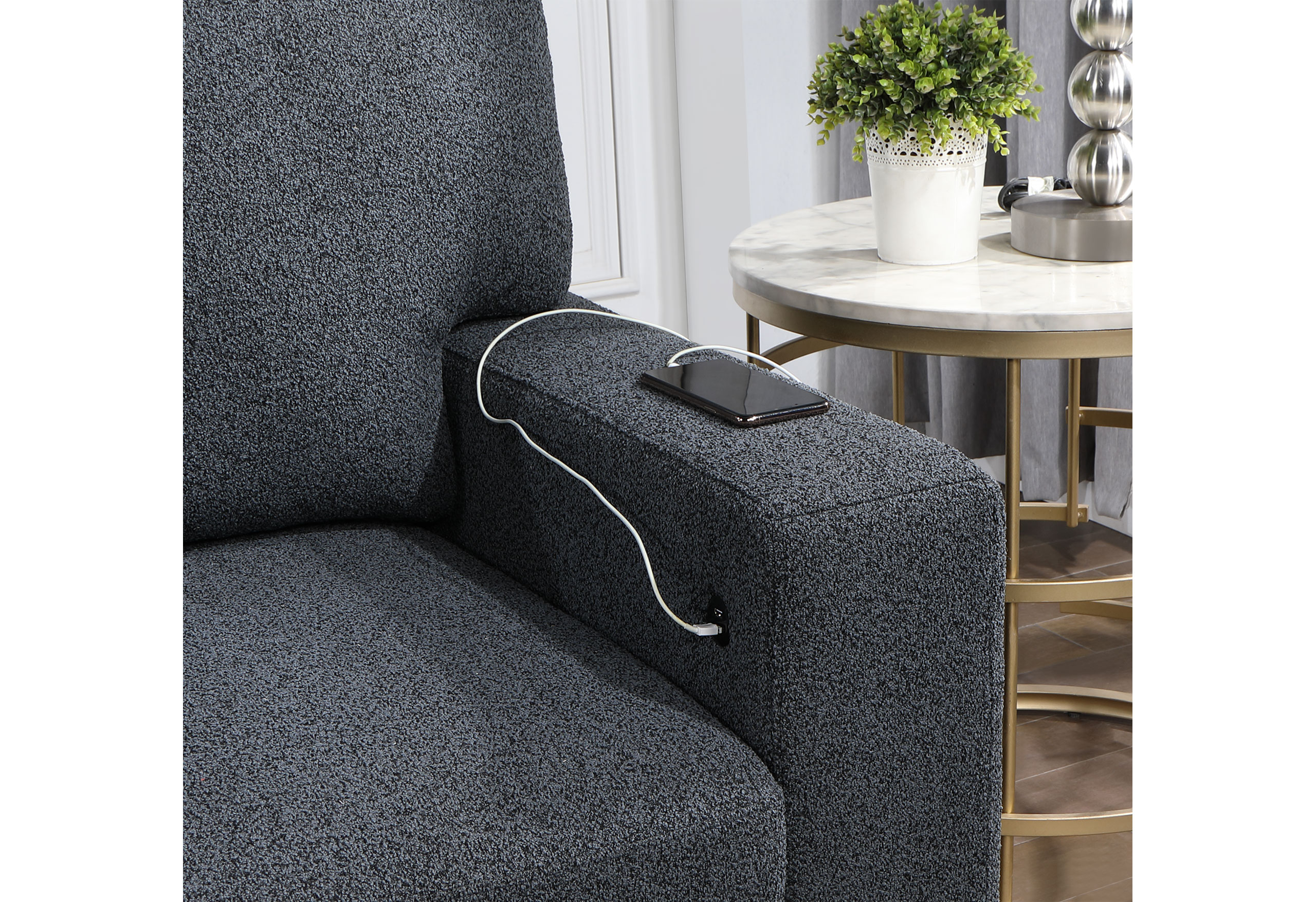U0202 - Pull Out Sofa Bed - Dark Gray - Image 4