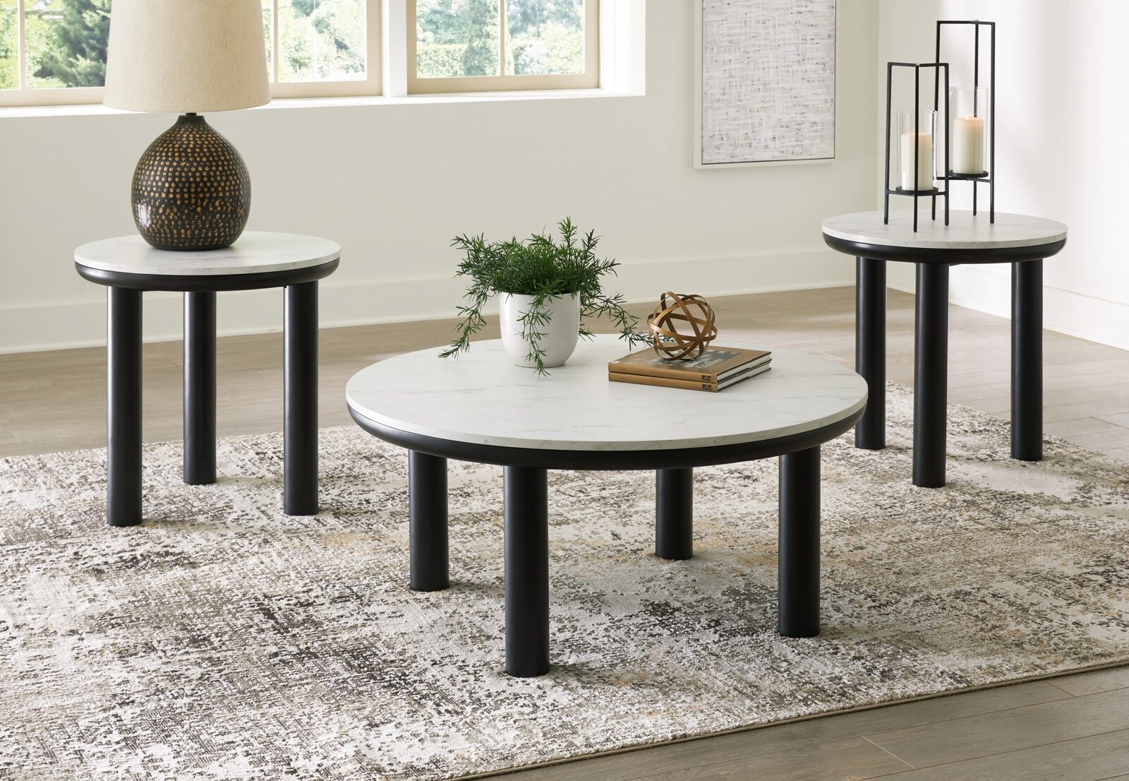 Xandrum - Occasional Table Set (Set of 3) - Black / White - Image 2