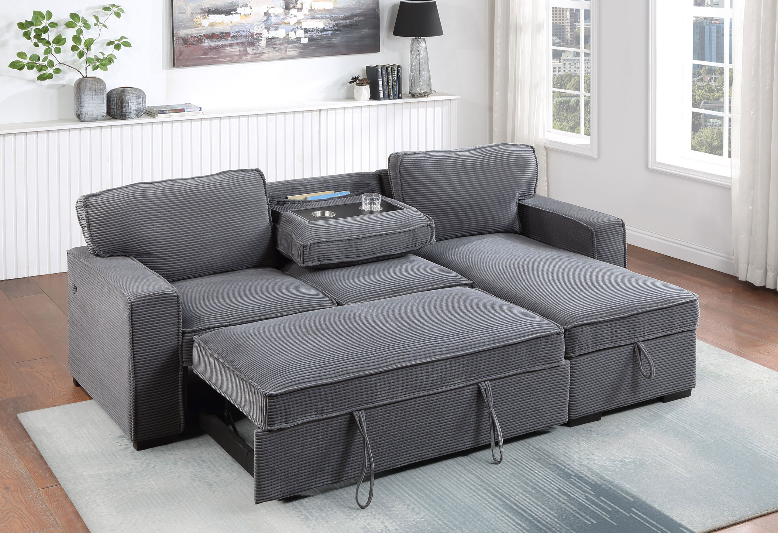 U0203 - Reversible Sofa Bed - Light Gray - Image 3
