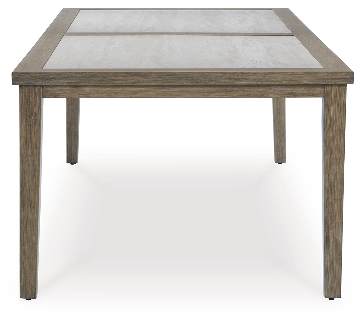 Rainier Ranch - Rectangle Dining Table With Umbrella Option - Brown / Beige - Image 4