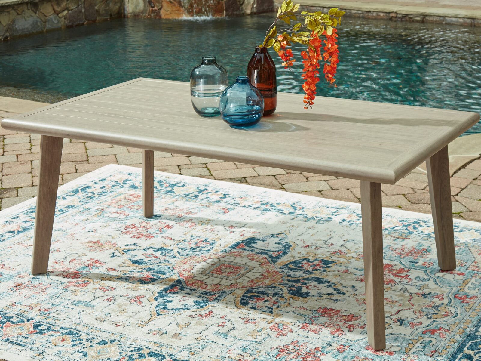 Cliff Trails - Rectangle Dining Table With Umbrella Option - Beige - Image 2