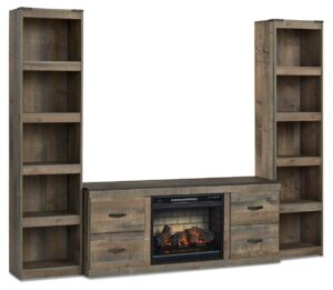 Trinell - 3-Piece Entertainment Center With Electric Fireplace - Brown