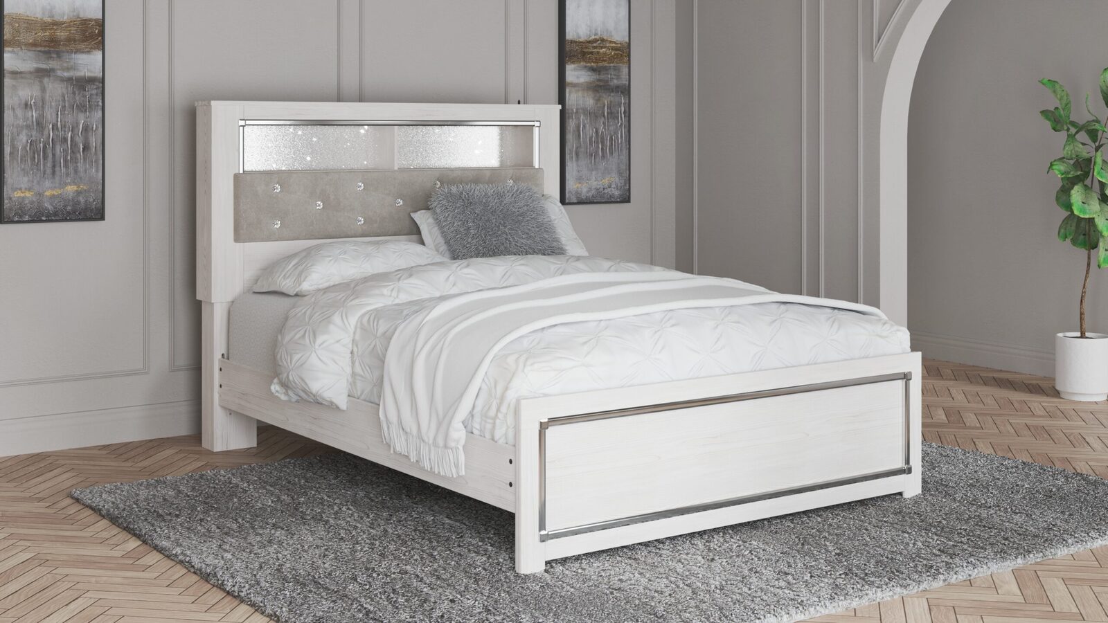 Altyra - Queen Panel Bookcase Bed With Roll Slats - White - Image 2
