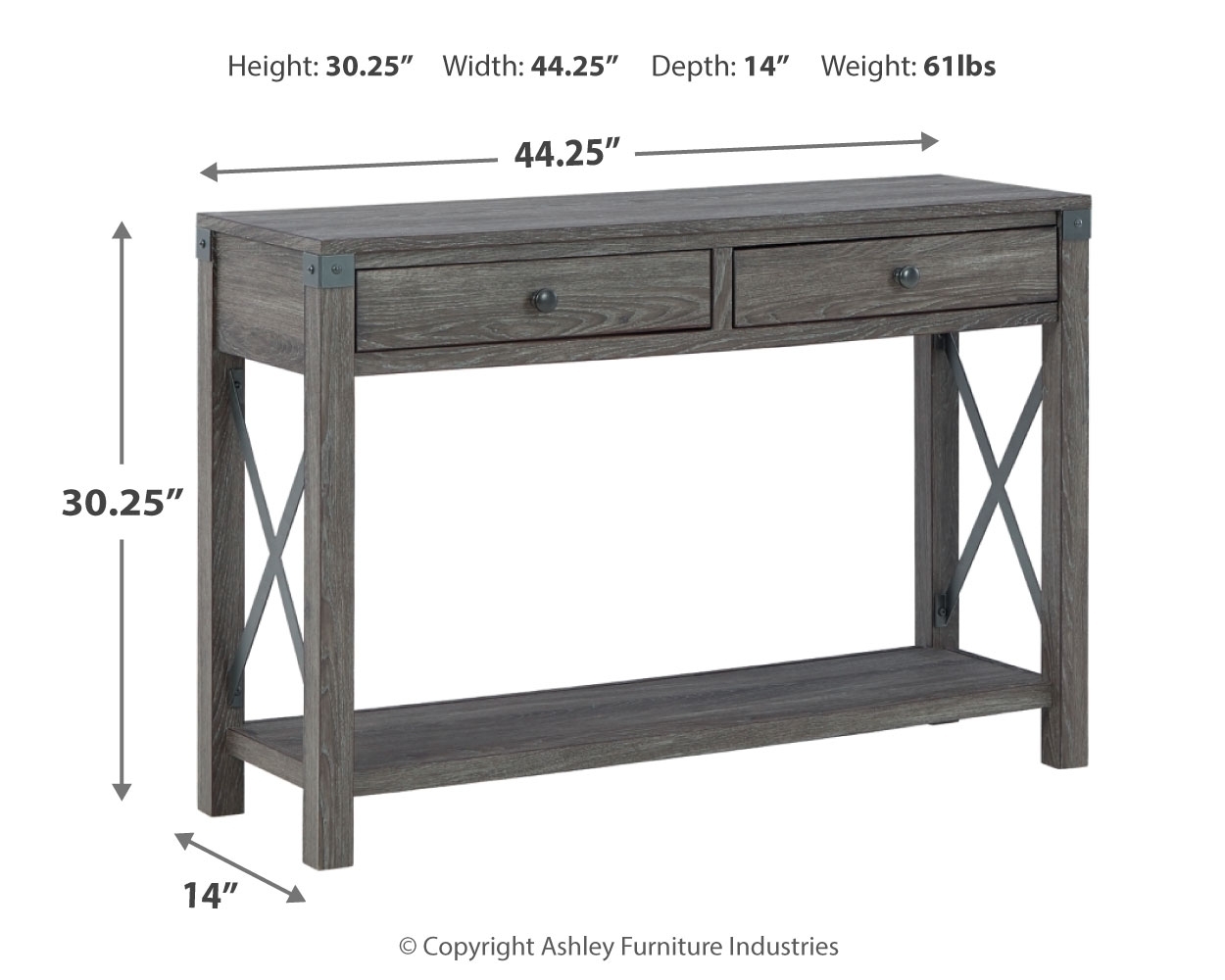 Freedan - Console Sofa Table - Grayish Brown - Image 8