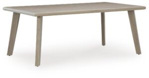 Cliff Trails - Rectangle Dining Table With Umbrella Option - Beige