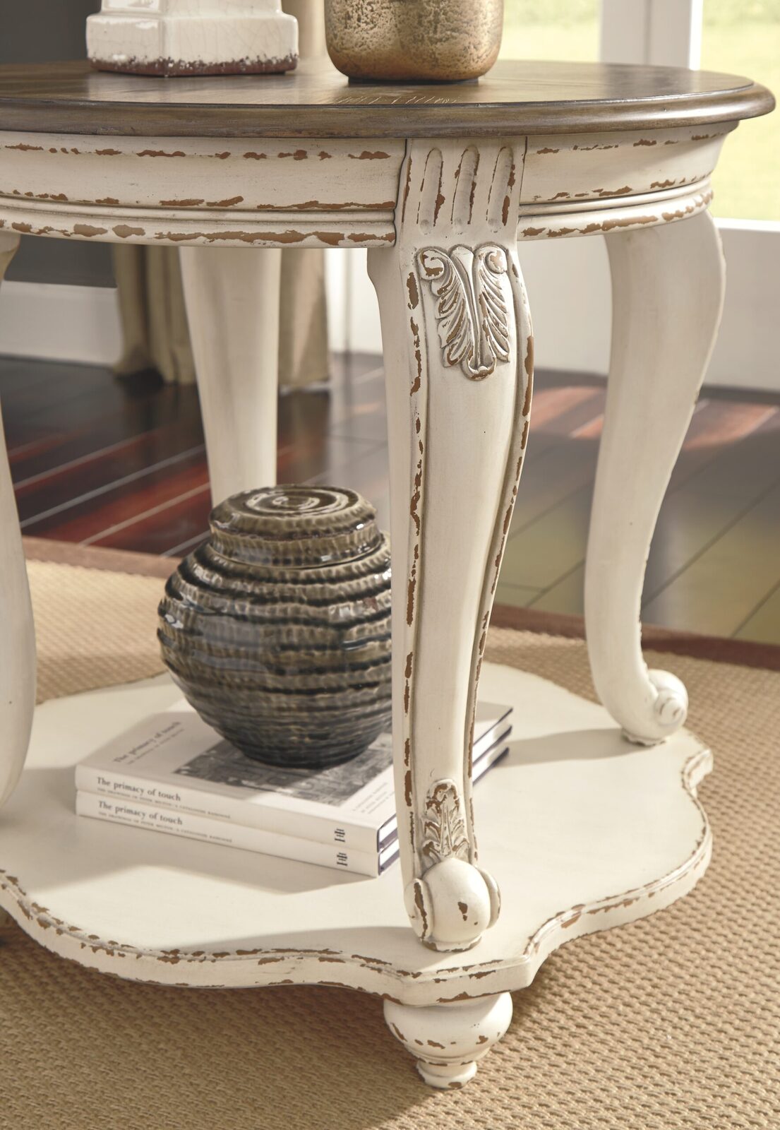 Realyn - Round End Table - White / Brown - Image 5