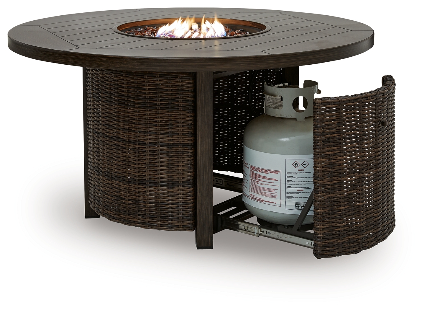 Monterey Point - Round Fire Pit Table - Dark Brown - Image 4