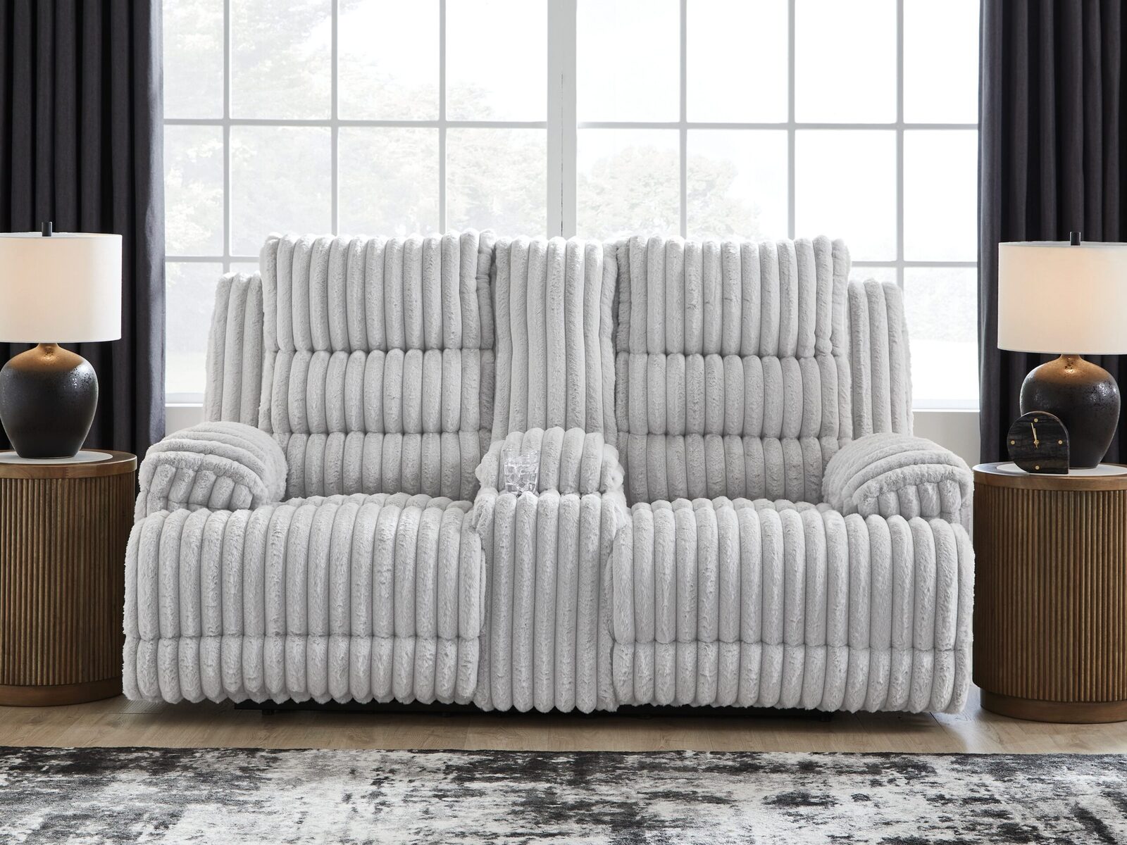 Rhines Falls - Double Reclining Power Loveseat With Console - Alloy - Image 2