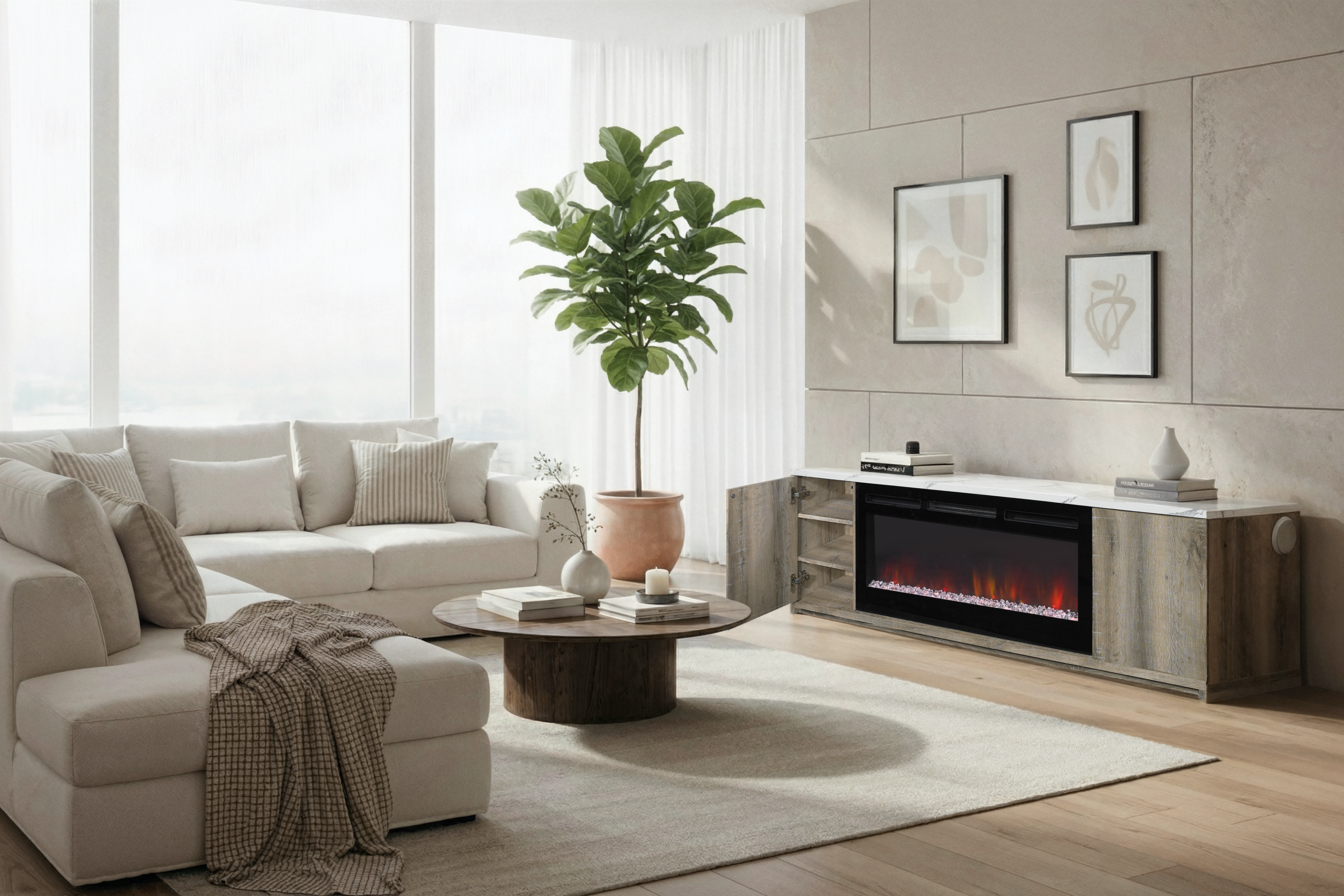 Maya - 71" Entertainment Unit With Speaker - Natural - Image 3