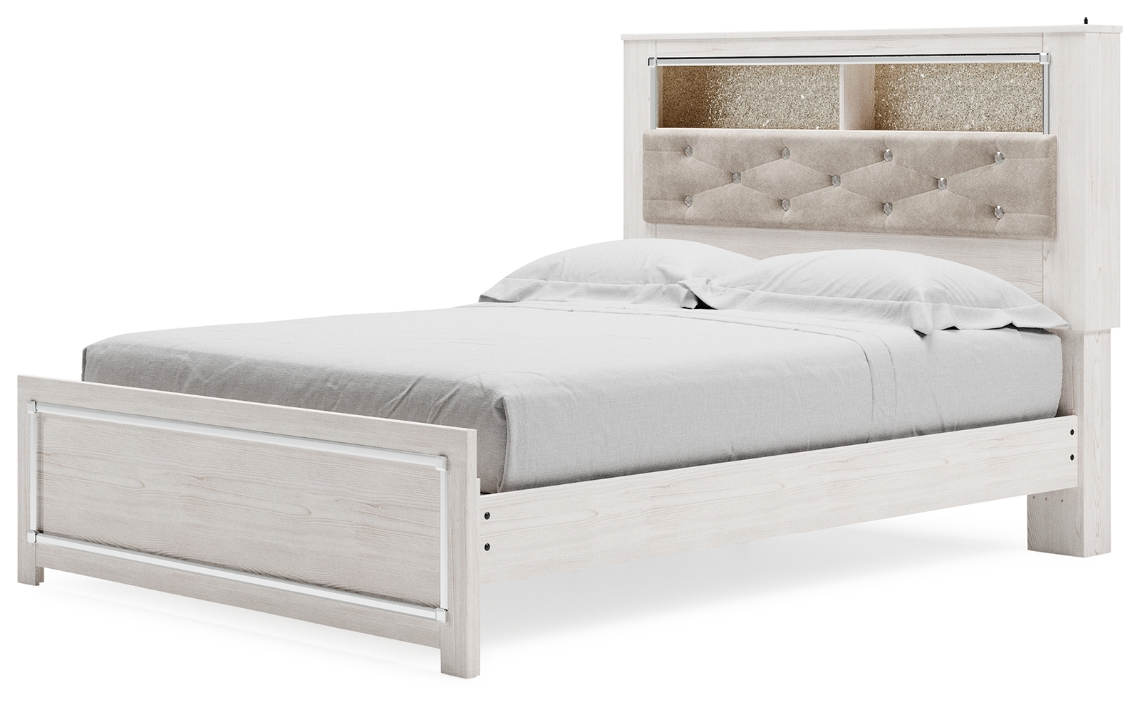 Altyra - Queen Panel Bookcase Bed With Roll Slats - White - Image 4