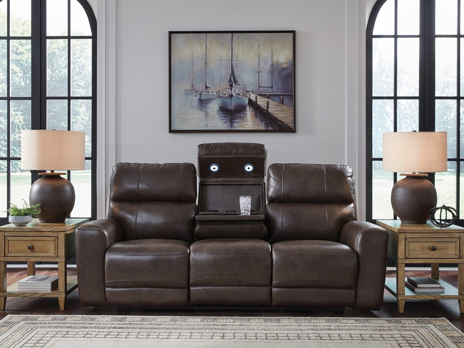 Crossplex - Power Reclining Sofa With Adjustable Headrest - Smoke - Image 5