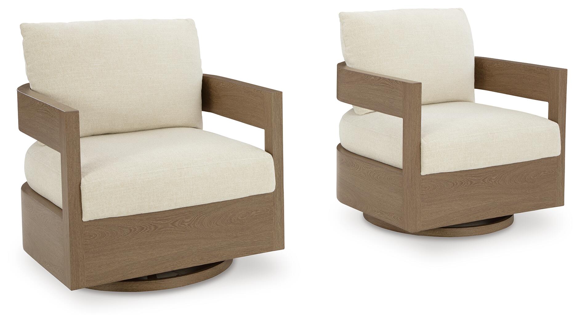Serene Bay - Swivel Glider Chair With Cushion - Dark Brown / White - Image 3