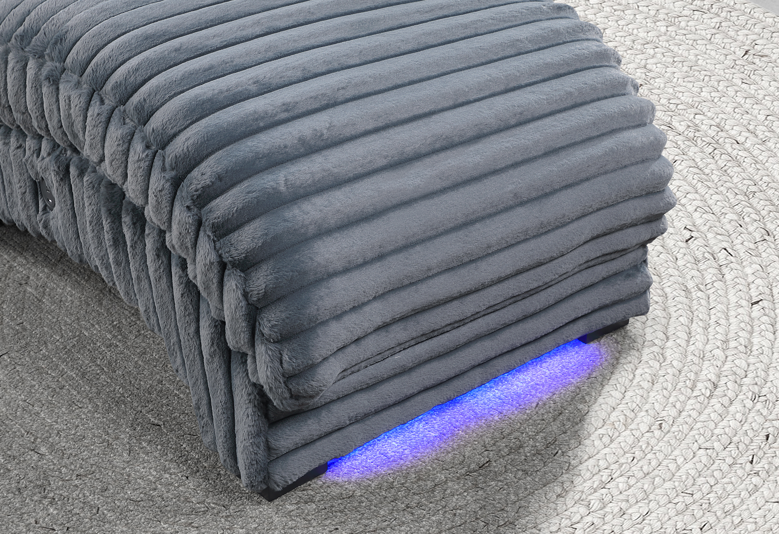 Dominic - Chaise With LED And USB - Gray - Image 7
