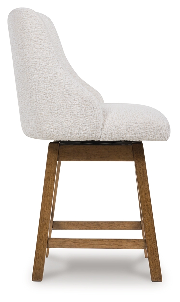 Cabalynn - Upholstered Swivel Barstool (Set of 2) - Oatmeal / Light Brown - Image 5