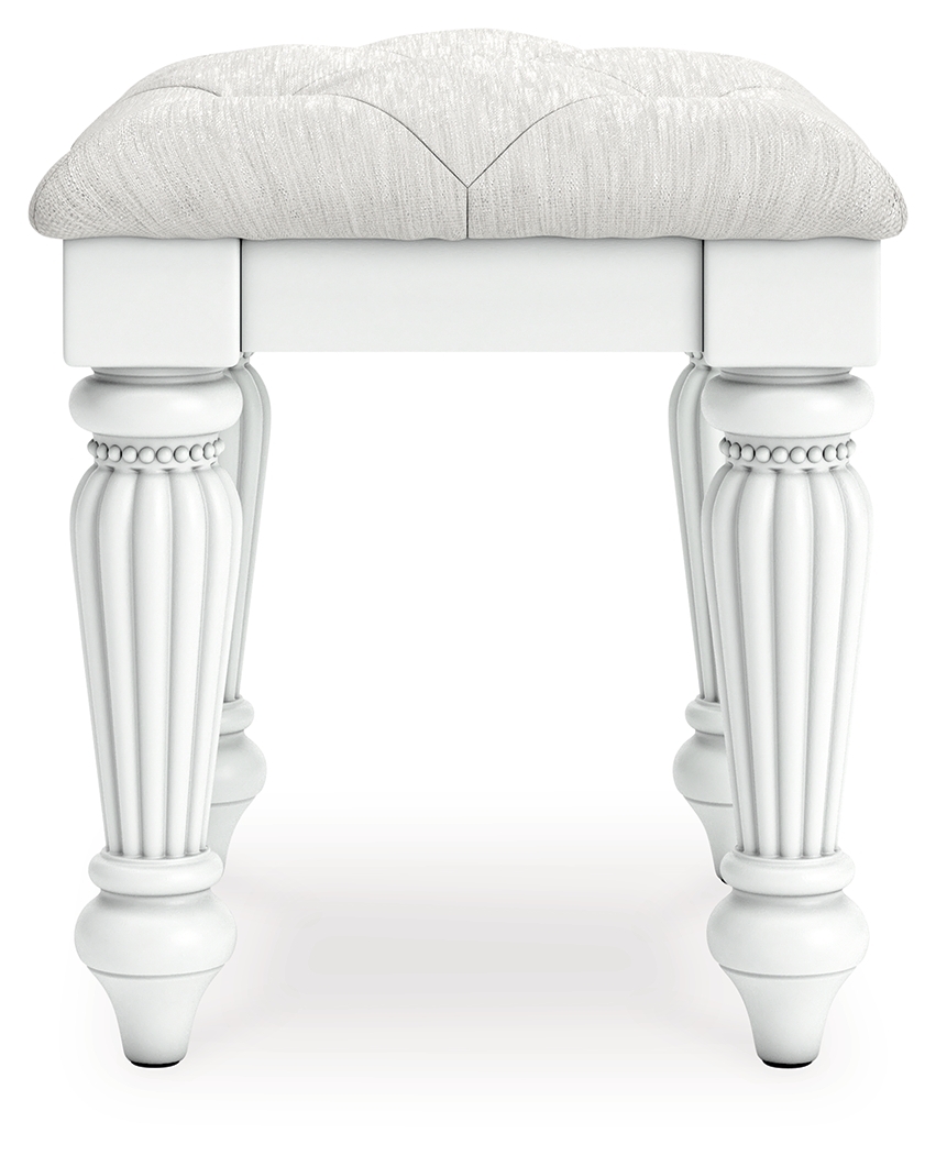 Kozlani - Vanity Upholstered Stool - White - Image 4