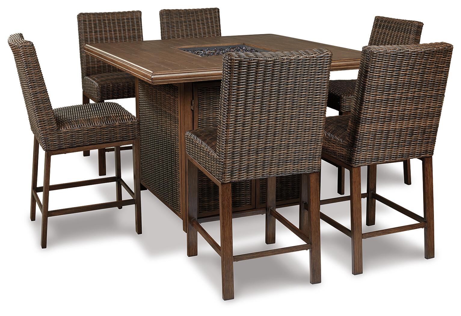 Paradise Trail - Square Bar Table w/Fire Pit - Medium Brown - Image 6