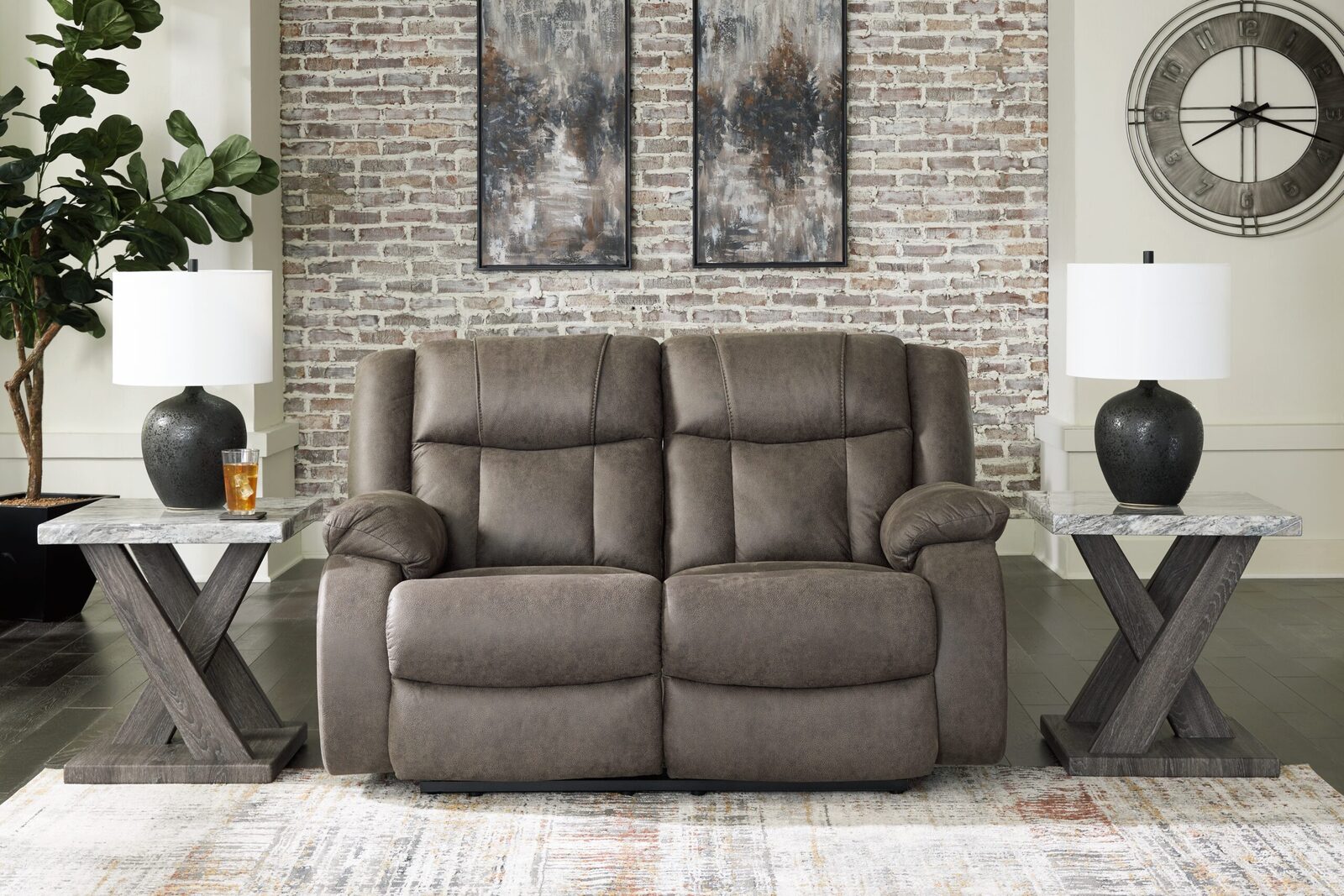 First Base - Reclining Loveseat - Gunmetal - Image 2