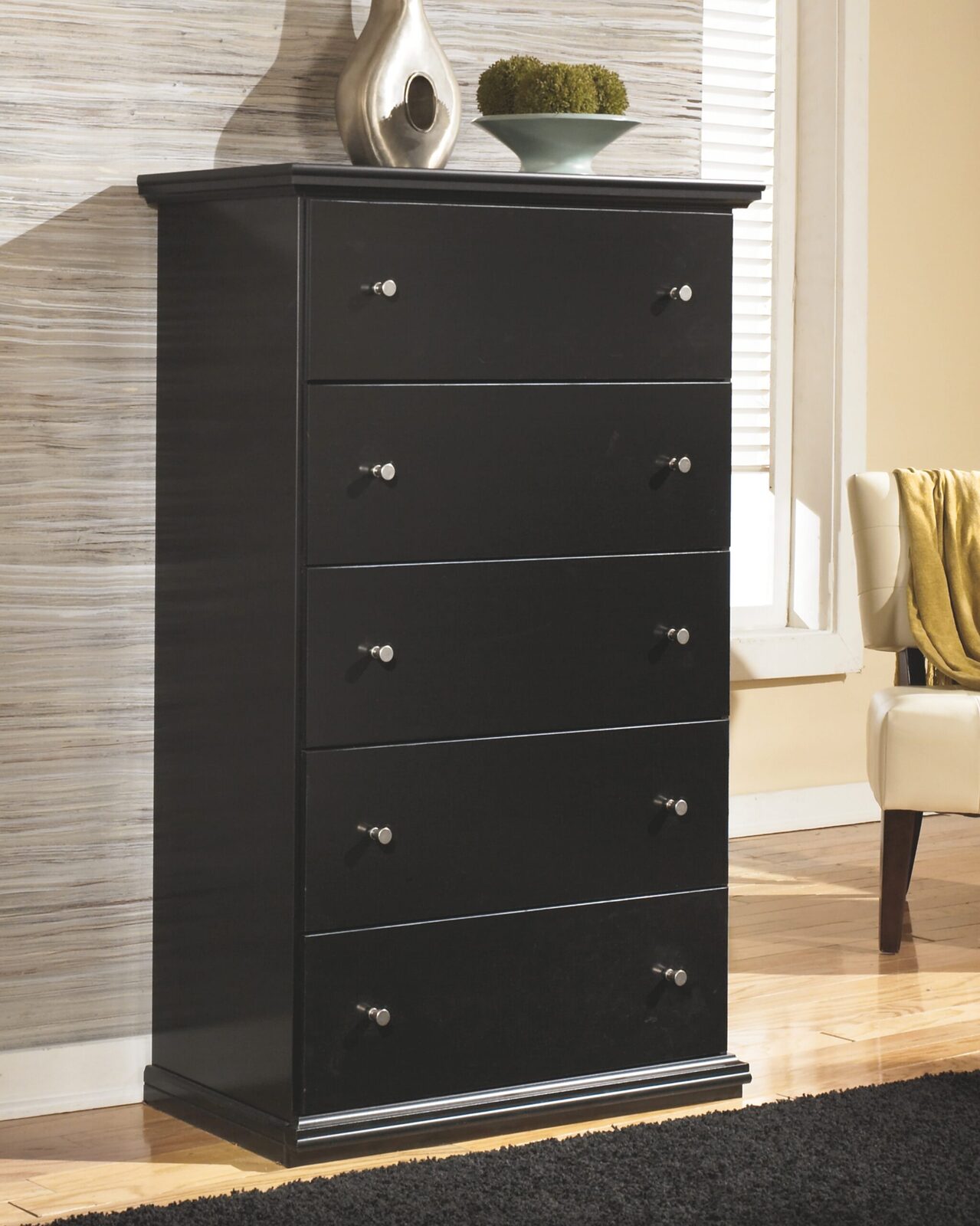 Maribel - Five Drawer Chest - Black - Image 2