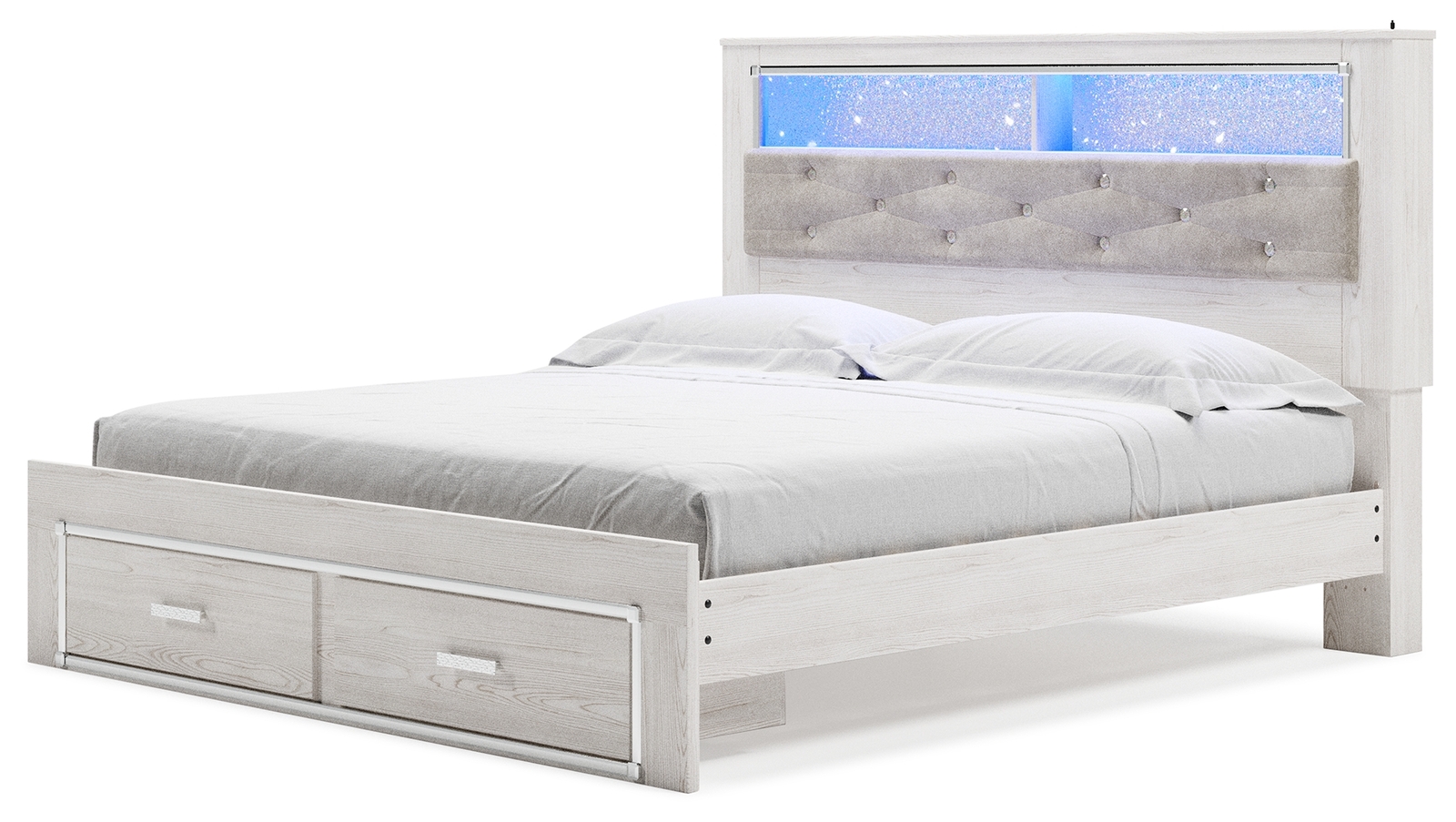 Altyra - King Upholstered Bookcase Bed With Storage - White - Image 3