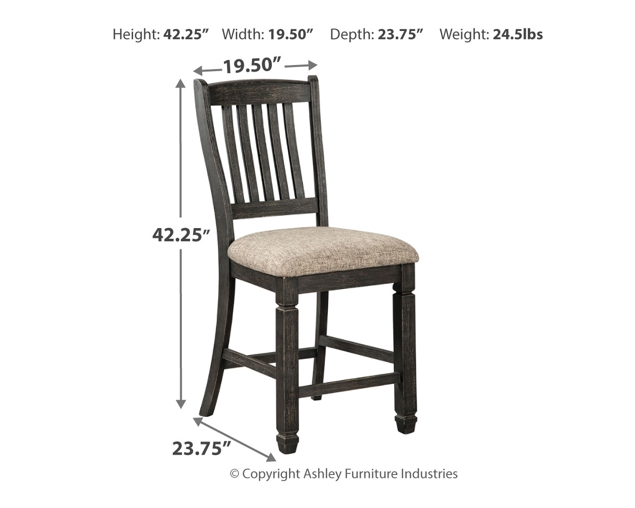 Tyler Creek - Upholstered Barstool (Set of 2) - Black / Grayish Brown - Image 5
