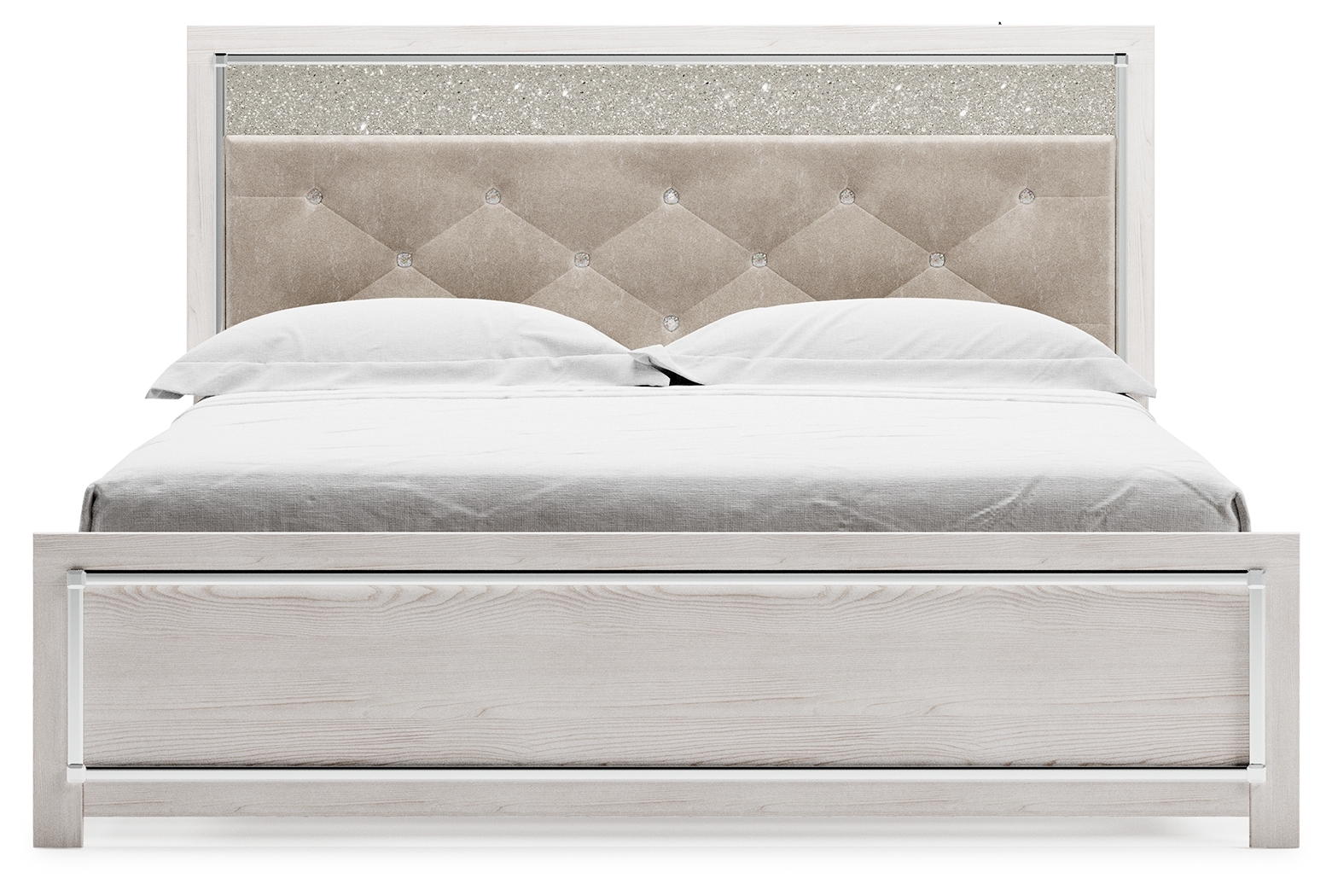 Altyra - King Panel Bed With Upholstered Headboard - White - Image 3