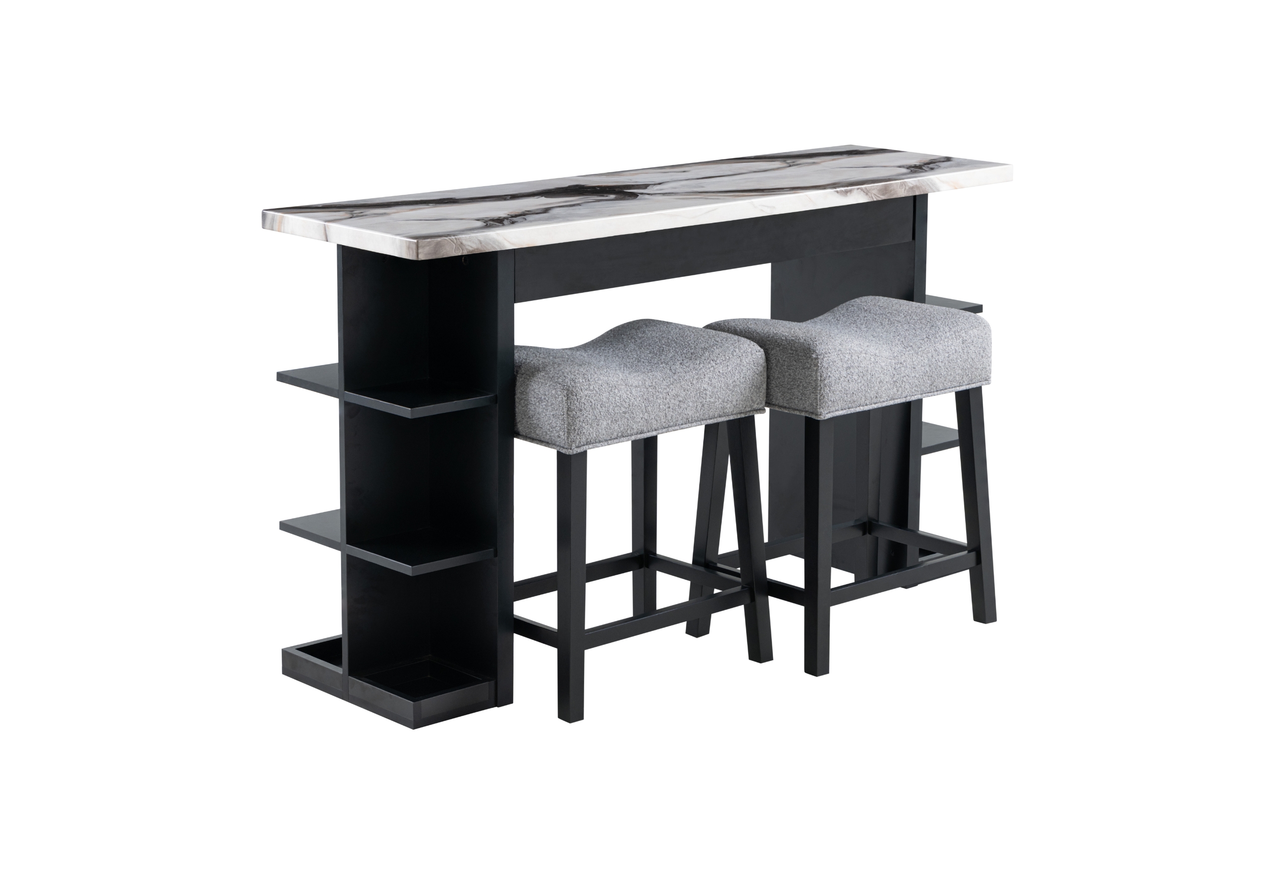 D3232 - 3 Piece Living Room Set (Console Sofa Table & 2 Stools) - Light Gray - Image 3