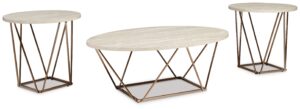 Tarica - Occasional Table Set (Set of 3) - White / Metallic