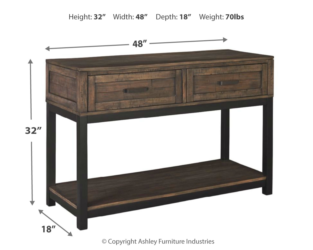 Johurst - Sofa Table - Grayish Brown - Image 4