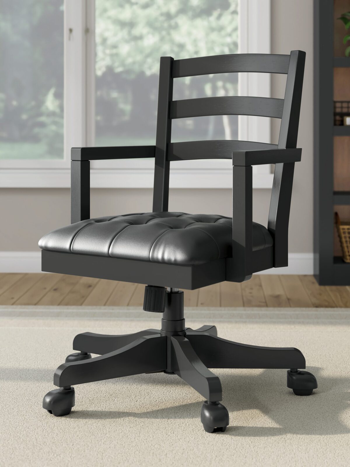 Wildenauer - 4 Pc. - Home Office Desk And Return, Swivel Desk Chair, Bookcase - Brown / Black - Image 7