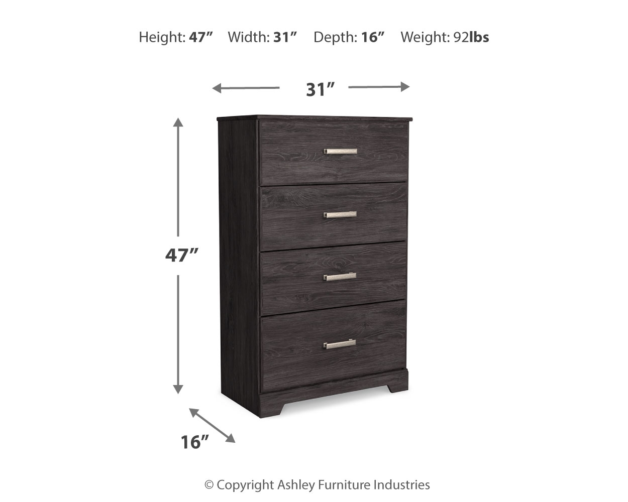 Belachime - Four Drawer Chest - Charcoal - Image 6