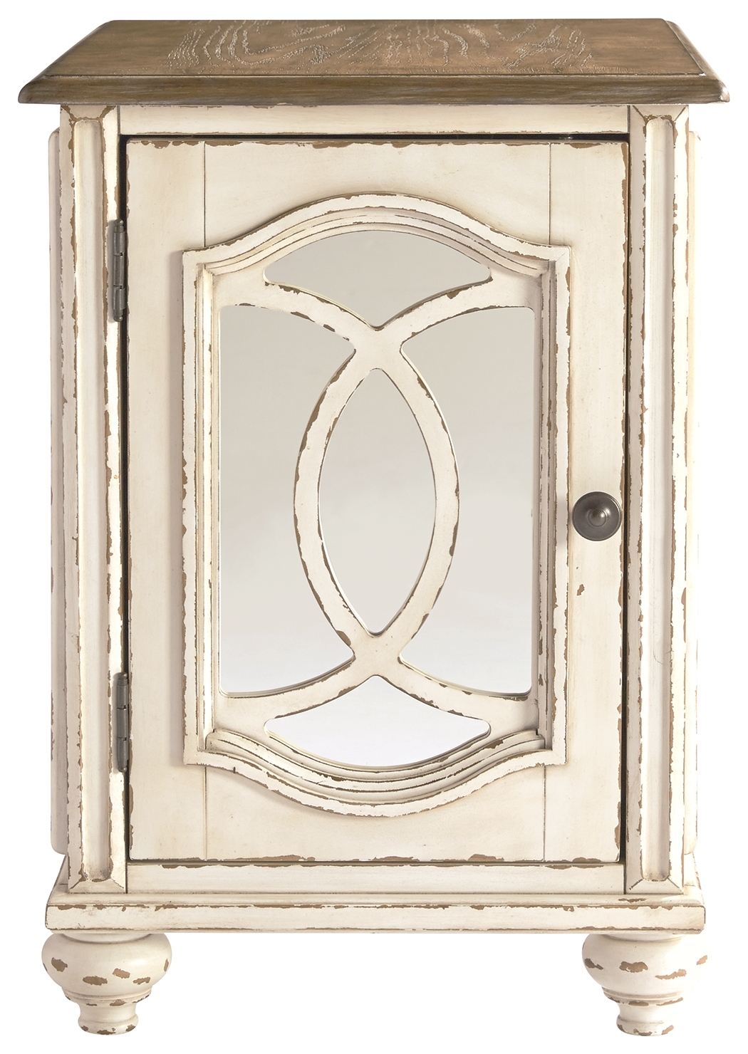 Realyn - Chair Side End Table - Insert Mirror - White / Brown - Image 3