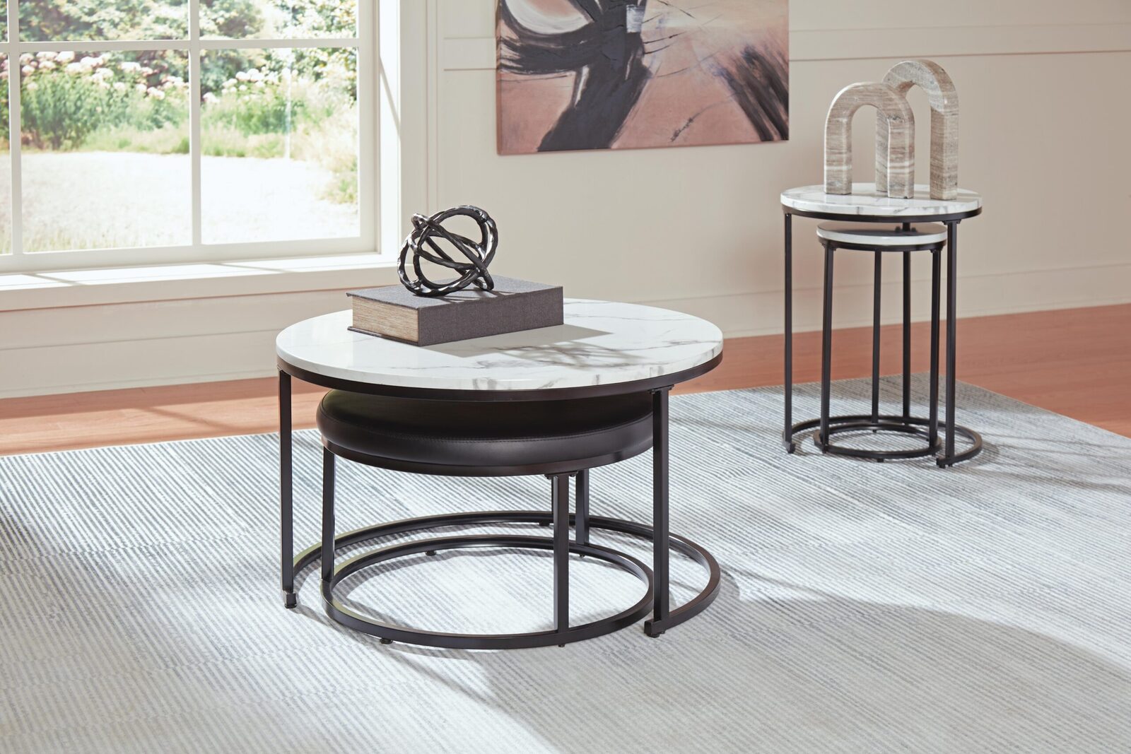 Jusmour - Occasional Nesting Table (Set of 4) - Black / White - Image 4
