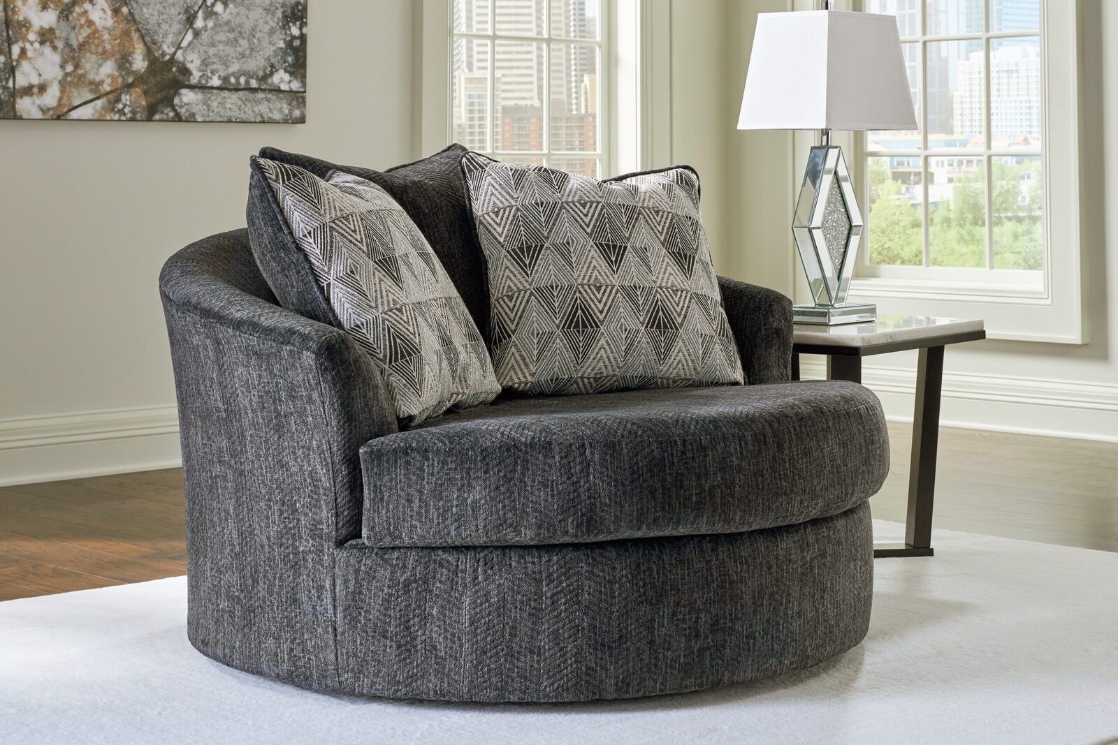 Biddeford - Oversized Swivel Accent Chair - Shadow - Image 2
