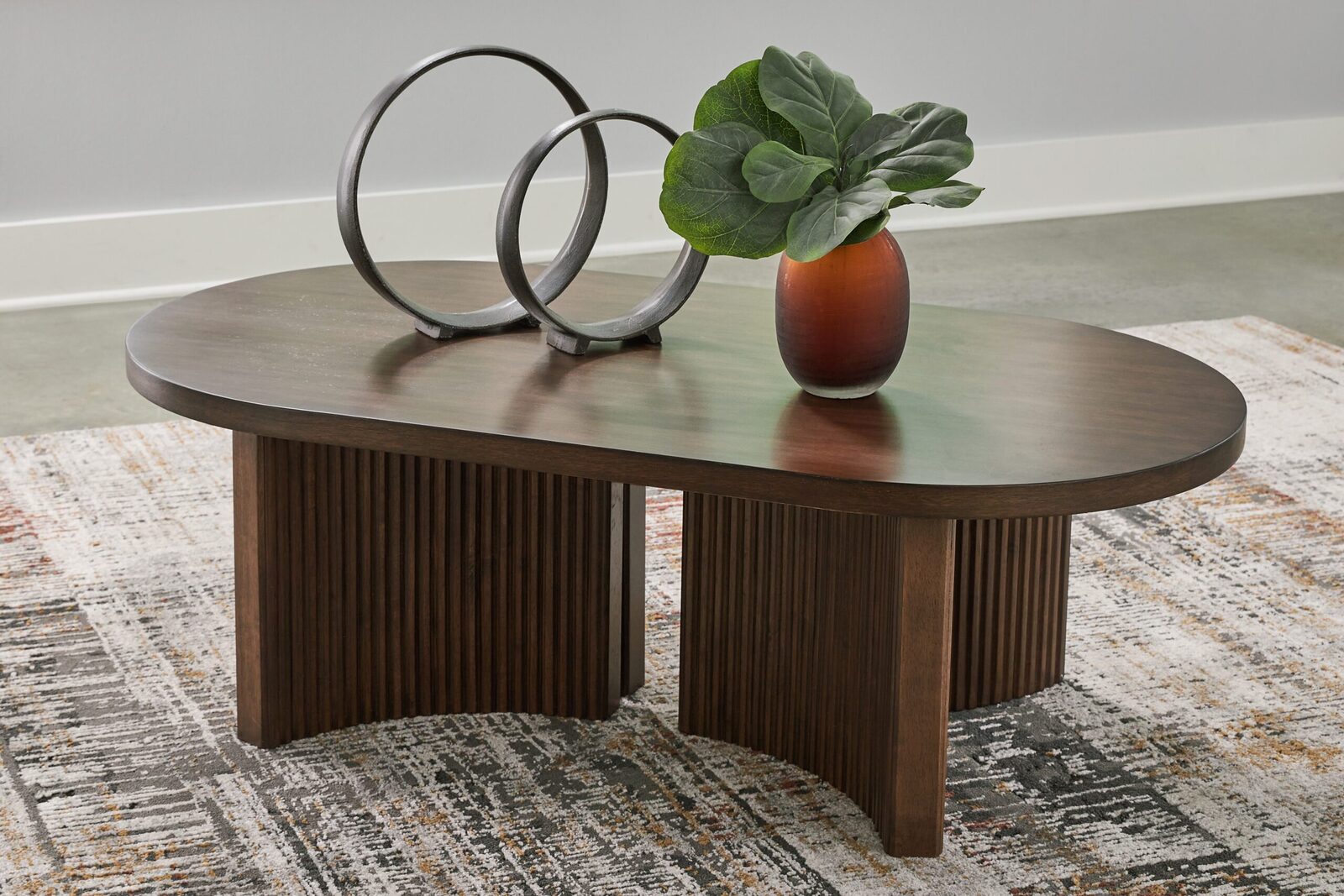 Korestone - Oval Cocktail Table - Dark Brown - Image 2