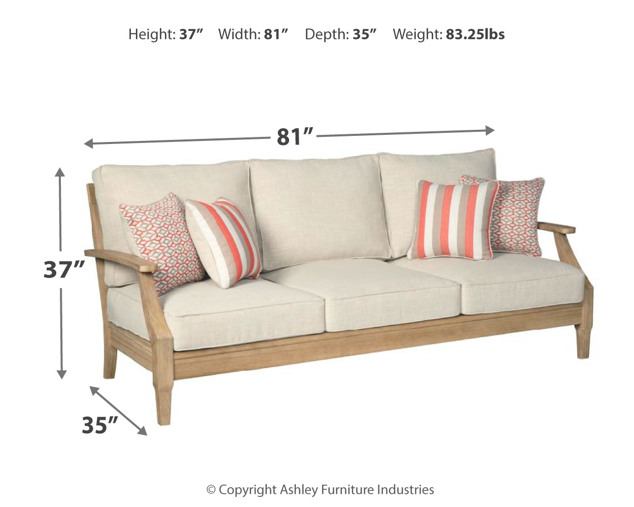 Clare View - Sofa with Cushion - Beige - Image 4