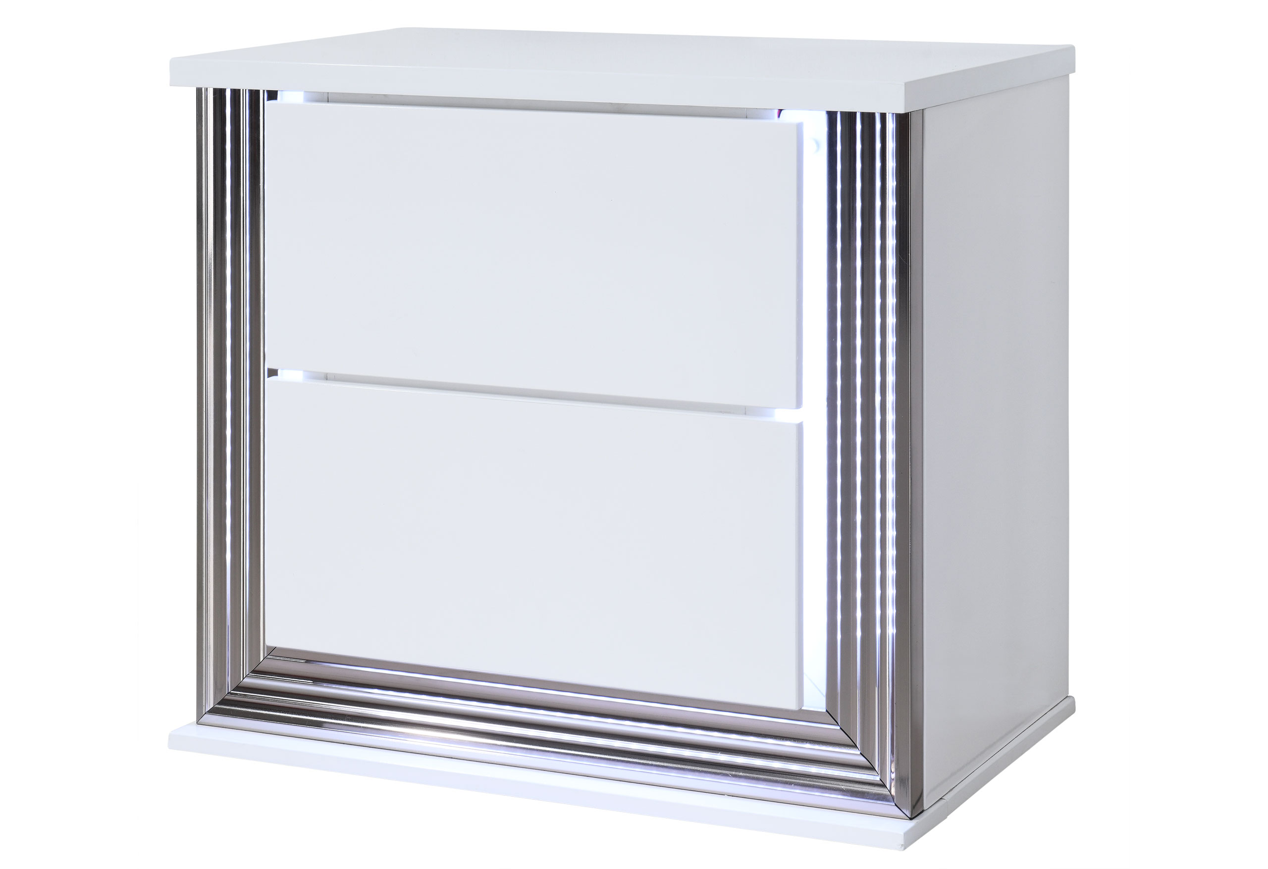 Ylime - Nightstand With LED - Smooth White - Image 2