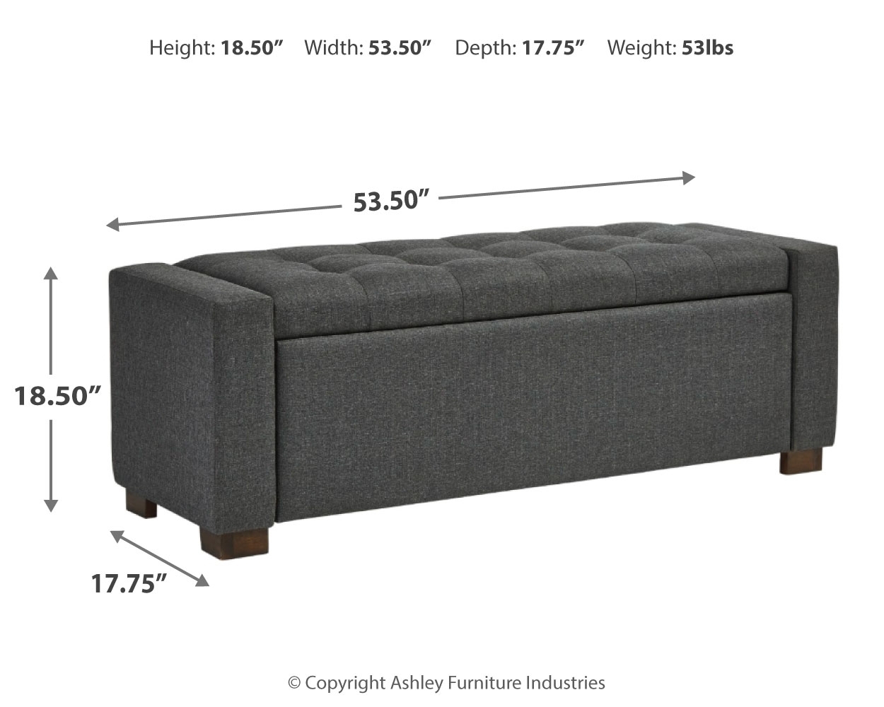Cortwell - Storage Bench - Gray - Image 4