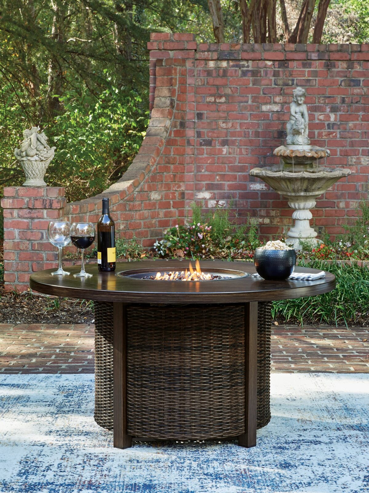 Monterey Point - Round Fire Pit Table - Dark Brown - Image 2