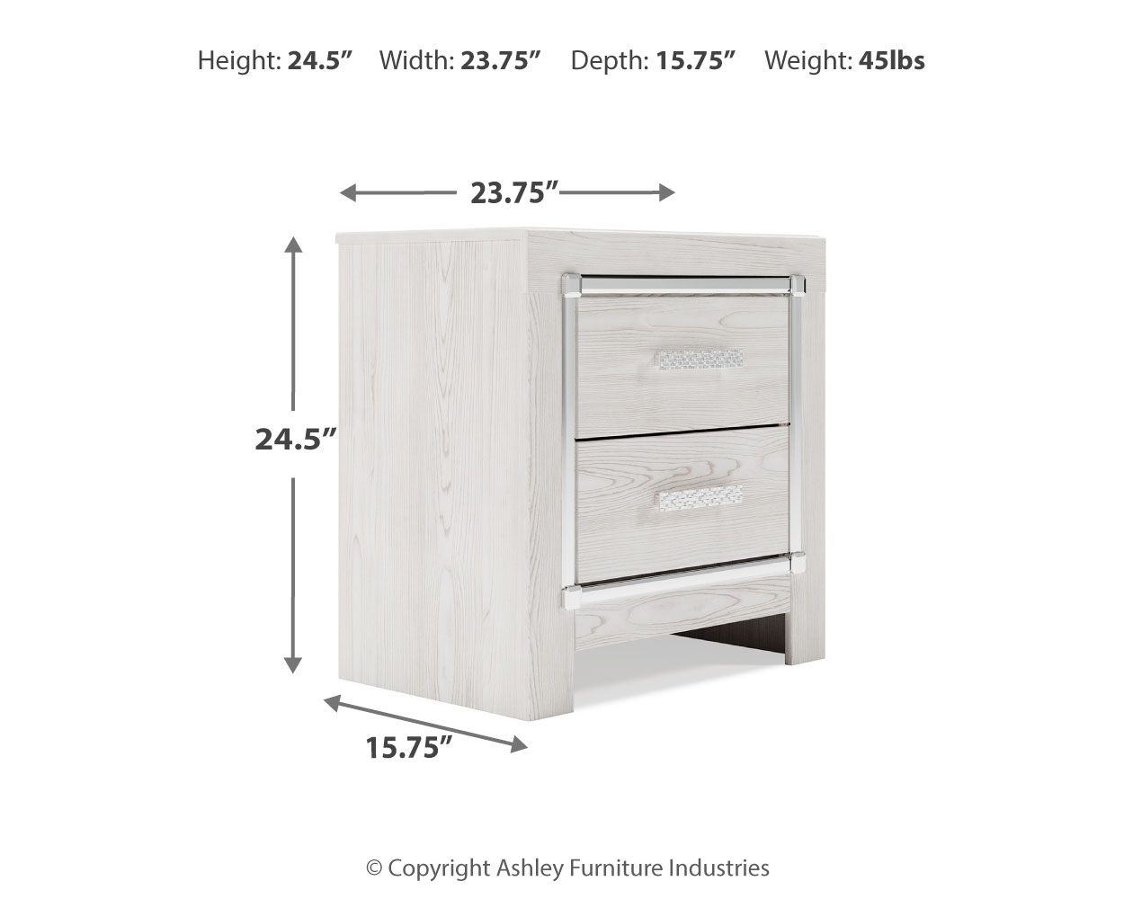 Altyra - Two Drawer Night Stand - White - Image 4