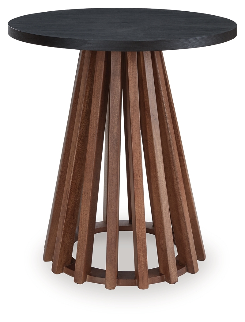 Kallari - Round End Table - Warm Brown / Black - Image 3