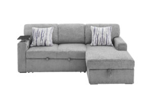 U0214 - Sofa Bed Chaise With Lift Storage, Hidden Drawer And 1 Pillow - Dark Gray