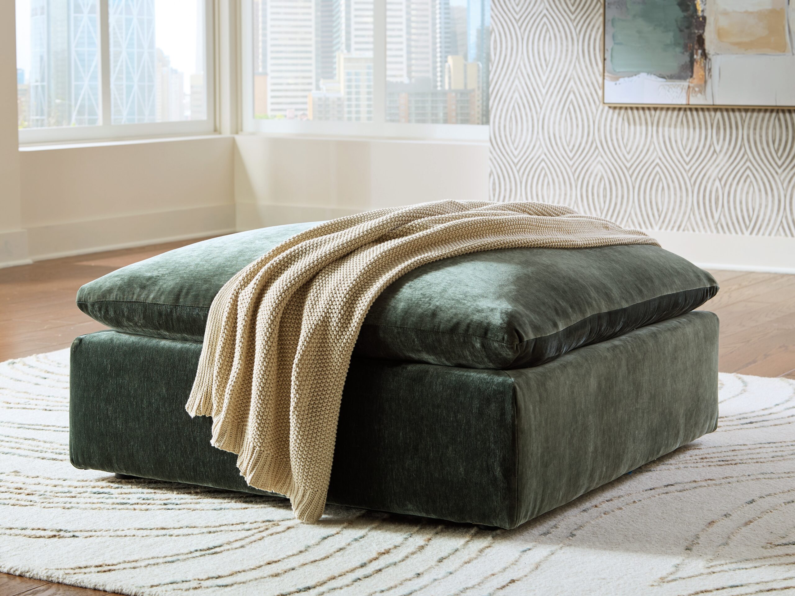 Carriage View - Oversized Accent Ottoman - Jade - Image 2