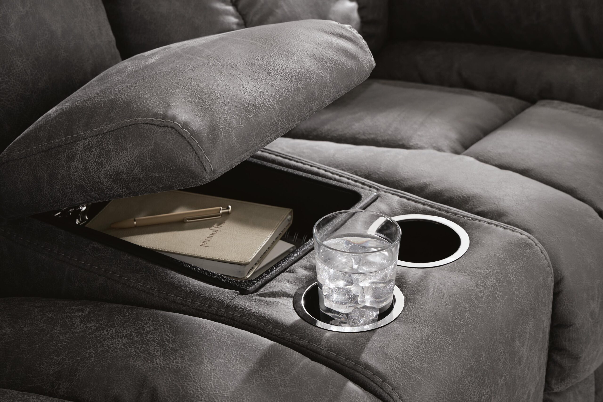 Bakerstein - Power Reclining Loveseat/Console/Adjustable Headrest - Galaxy - Image 8