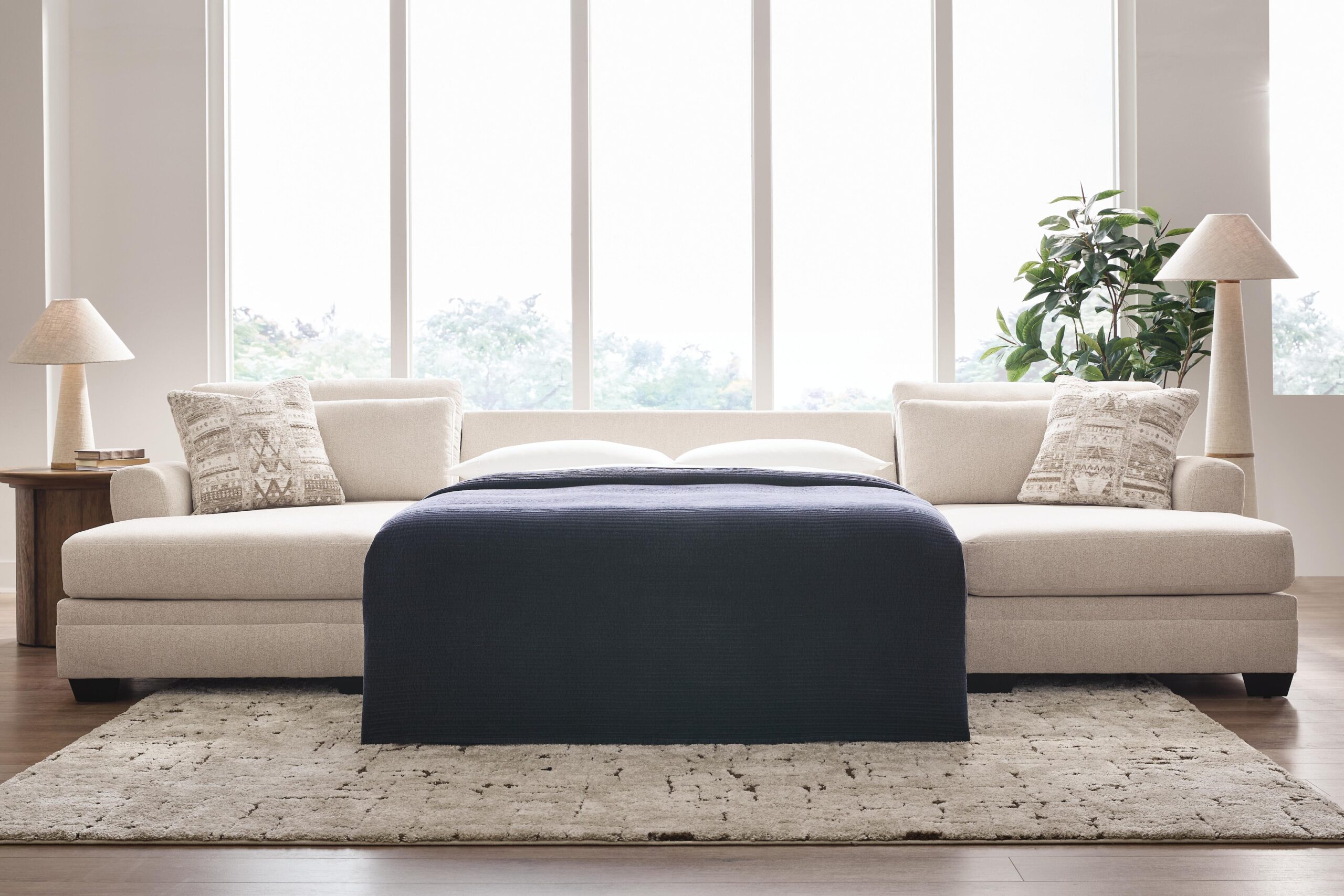 Mandi Point - 3-Piece Double Chaise Sleeper Sectional - Marble - Image 2